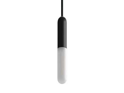 Závěsná lampa s textilním kabelem, objímkou E14 P-Light s kovovými detaily – Vyrobeno v Itálii (Povrchová úprava Černá, Světelný zdroj S žárovkou)