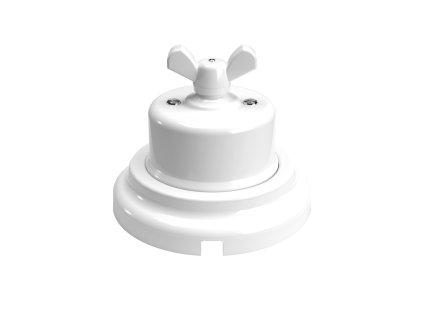 Sada přepínače/spínače s motýlovým kolečkem a základnou z bílé porcelánu (Povrchová úprava vypínače Bílá)