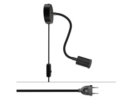 Nastavitelná nástěnná lampa Spostaluce Flex 30 s objímkou GU1d0, vypínačem a zástrčkou (Povrchová úprava Černá, Světelný zdroj S žárovkou, Zapojení EU)