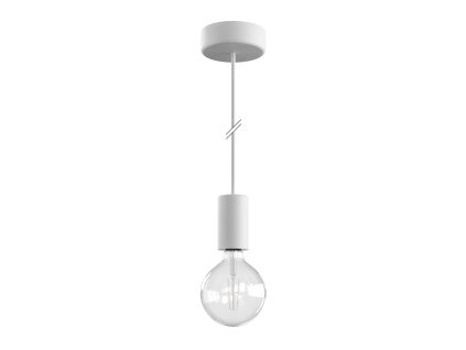 EIVA ELEGANT - Závěsná lampa IP65 do exteriéru s textilním kabelem, silikonovým baldachýnem a objímkou, voděodolná (Povrchová úprava Bílá, Světelný zdroj S žárovkou)