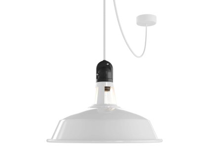 EIVA Závěsná lampa IP65 do exteriéru se stínidlem, textilním kabelem, decentralizerem, baldachýnem a objímkou, voděodolná (Povrchová úprava Bílá, Světelný zdroj S žárovkou)