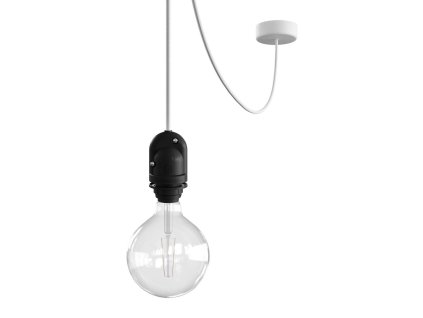EIVA Závěsná lampa do exteriéru pro stínidlo, 5m textilního kabelu, silikonový baldachýn a objímka, IP65 voděodolná (Povrchová úprava Bílá)