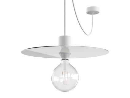 EIVA ELEGANT závěsná lampa se stínidlem, 5m textilního kabelu, decentralizér, silikonový baldachýn a objímka, IP65 voděodolná (Povrchová úprava Bílá, Světelný zdroj Bez žárovky)