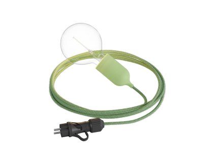 Eiva Snake Pastel, přenosná venkovní lampa, 5 m textilní kabel, vodě odolná objímka IP65 a zástrčka (Povrchová úprava Světle zelená, Světelný zdroj Bez žárovky)