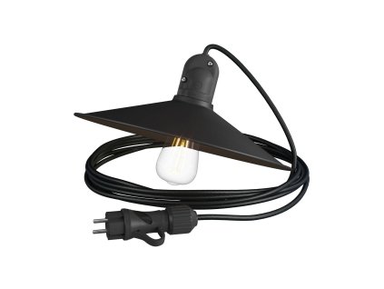 Eiva Snake se stínidlem Swing, přenosná venkovní lampa, 5 m textilní kabel, vodě odolná objímka IP65 a zástrčka (Povrchová úprava Černá, Světelný zdroj Bez žárovky)