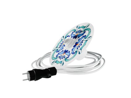 Snake Eiva s mini Ellepì 'Maioliche' plochým stínidlem, přenosná venkovní lampa s IP65 vodotěsnou objímkou a zástrčkou (Povrchová úprava Majolika Modrá, Světelný zdroj Bez žárovky)