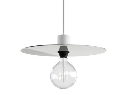 Velké stínidlo ve tvaru LP desky z materiálu Dibond pro exteriérové závěsné lampy, průměr 40 cm  (Povrchová úprava Bílá)