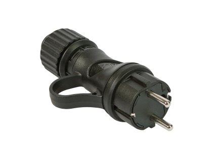 Černá Schuko zástrčka s prstencem 16A 250V IP44 pro systém EIVA (Povrchová úprava Černá)