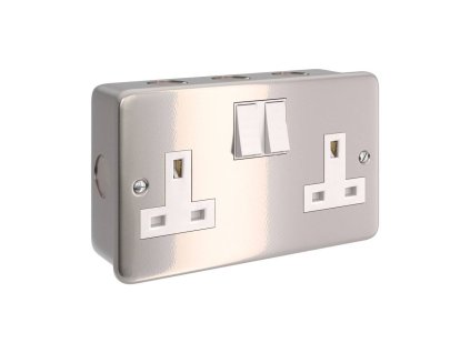 metal clad box with double uk socket and double switch for creative tube