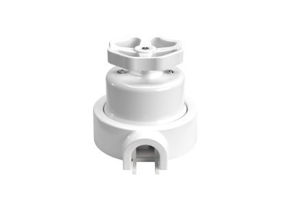 Sada vypínače / přepínače s knoflíkem a základnou pro Creative-Tubes v bílé porceláně (Povrchová úprava vypínače Bílá, Počet výstupů 1)
