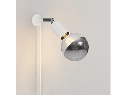 Nástěnná lampa MAG-Y s kloubem a půlkulovou žárovkou (Povrchová úprava Matná bílá, Světelný zdroj Bez žárovky, Zapojení EU)