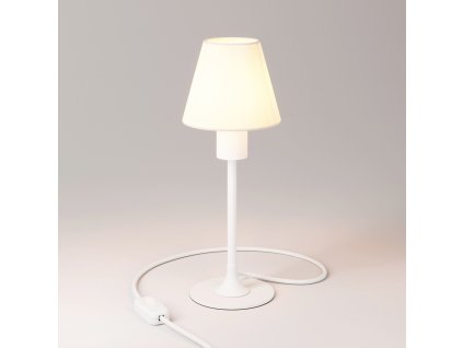 Stolní lampa MAG-Y s kulatým kovovým podstavcem a stínidlem (Povrchová úprava Matná bílá, Světelný zdroj Bez žárovky, Zapojení EU)