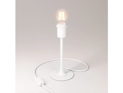 Stolní lampa MAG-Y s kulatým kovovým podstavcem a kováním pro stínidlo (Povrchová úprava Matná bílá, Světelný zdroj Bez žárovky, Zapojení EU)