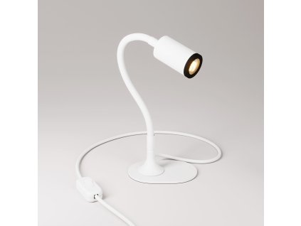 Stolní lampa MAG-Y s oválnou kovovou základnou Flex a bodovým světlem (Povrchová úprava Matná bílá, Světelný zdroj Bez žárovky, Zapojení EU)