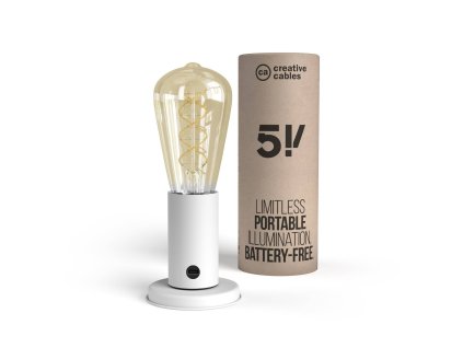Přenosná lampa SI! s napětím 5 voltů a dárkovým boxem (Povrchová úprava Matná bílá, Světelný zdroj S žárovkou)