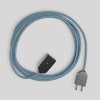 Elektrický prodlužovací kabel s bavlněným kabelem v barvě oceánské modři 2P 10A  (Povrchová úprava Bílá)