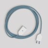 Elektrický prodlužovací kabel s bavlněným kabelem v barvě oceánské modři 2P 10A  (Povrchová úprava Bílá)