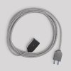 Prodlužovací kabel v šedém lněném provedení 2P 10A  (Povrchová úprava Bílá)