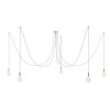Spider - svítidlo s 5 závěsnými světly, s žárovkami, textilním kabelem a kovovými komponenty.  (Povrchová úprava Bílá, Světelný zdroj Bez žárovky)