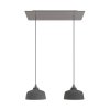 Závěsná lampa se 2 světly, s obdélníkovým XXL baldachýnem Rose-One, textilním kabelem a keramickými stínidly (Vzor Matná bílá Dibond, Světelný zdroj Bez žárovky)