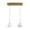 Závěsná lampa se 2 světly, s obdélníkovým XXL baldachýnem Rose-One, textilním kabelem a keramickými stínidly (Vzor Matná bílá Dibond, Světelný zdroj Bez žárovky)