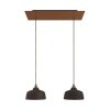 Závěsná lampa se 2 světly, s obdélníkovým XXL baldachýnem Rose-One, textilním kabelem a keramickými stínidly (Vzor Matná bílá Dibond, Světelný zdroj Bez žárovky)