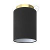 Fermaluce Glam s válcovým stínidlem, Ø 15cm v18cm, kovové nástěnné nebo stropní svítidlo (Povrchová úprava Mosaz - Černé plátno, Světelný zdroj Bez žárovky, SMART HOME NE)