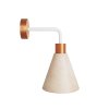 Lampa Fermaluce s dřevěným stínidlem ve tvaru kužele a zahnutým nástavcem (Povrchová úprava Matná bílá, Světelný zdroj Bez žárovky)