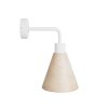 Lampa Fermaluce s dřevěným stínidlem ve tvaru kužele a zahnutým nástavcem (Povrchová úprava Matná bílá, Světelný zdroj Bez žárovky)