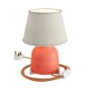 Keramická stolní lampa Vaso se stínidlem Impero, s textilním kabelem, vypínačem a dvoupólovou zástrčkou (Povrchová úprava Korálová strukturovaná - Světlá juta, Zapojení EU, Světelný zdroj Bez žárovky)