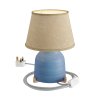 Keramická stolní lampa Vaso se stínidlem Impero, s textilním kabelem, vypínačem a dvoupólovou zástrčkou (Povrchová úprava Korálová strukturovaná - Světlá juta, Zapojení EU, Světelný zdroj Bez žárovky)