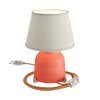Keramická stolní lampa Vaso se stínidlem Impero, s textilním kabelem, vypínačem a dvoupólovou zástrčkou (Povrchová úprava Korálová strukturovaná - Světlá juta, Zapojení EU, Světelný zdroj Bez žárovky)