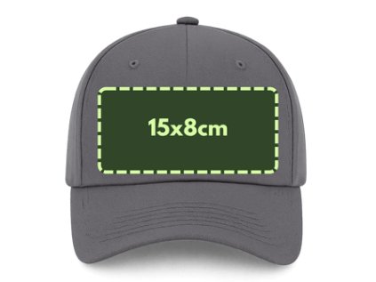 Čepice s vlastním potiskem grafitově šedá přední potisk