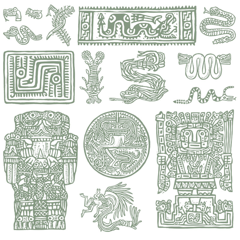 hadi-aztekove-ilustracni