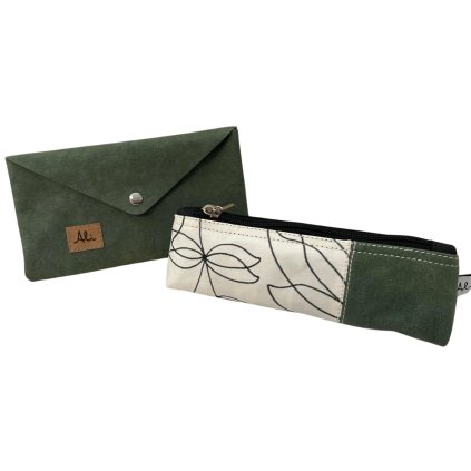 SET Peněženka Otýlie s pouzdrem Lída zelený se vzorem