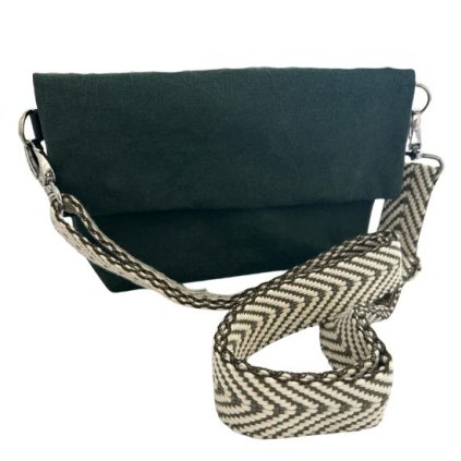 Kabelka Markéta z pratelného papíru zelená s bavlněným popruhem