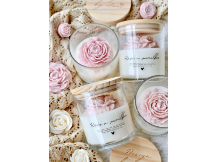 VANILKA A RŮŽE, designová svíčka M