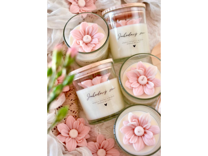 Jahodový sen, designová svíčka M+