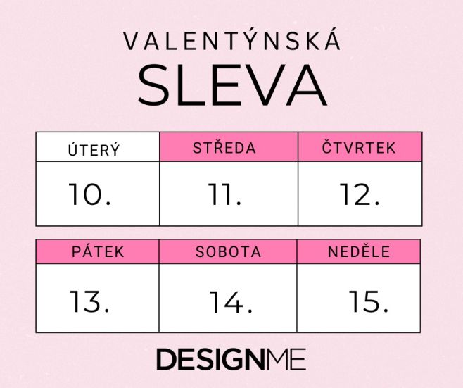 Zítra to vypukne! 🎉 Valentýnská 20 % sleva na celý e‑shop DESIGNME — jen na omezenou dobu. Připravte si košíky, dejte...