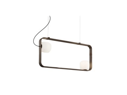 Vistosi Groove lampada a sospensione SP90 Bianco satinato Bronzo scontornata