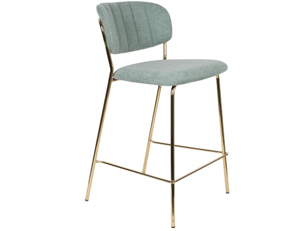 Světle tyrkysová látková barová židle WLL Jolien 65 cm