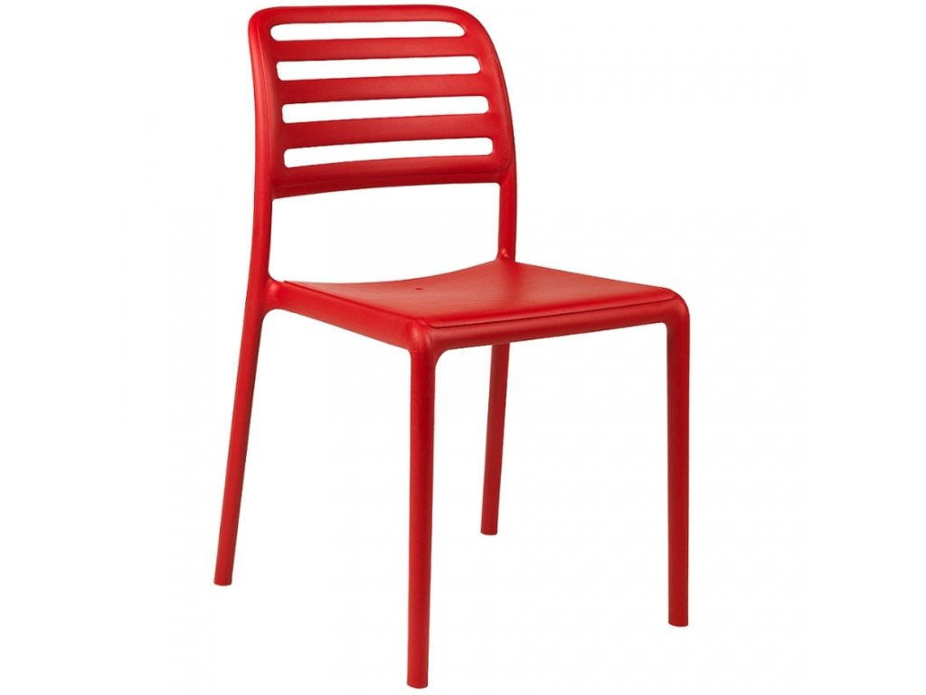 Červená plastová zahradní židle Costa