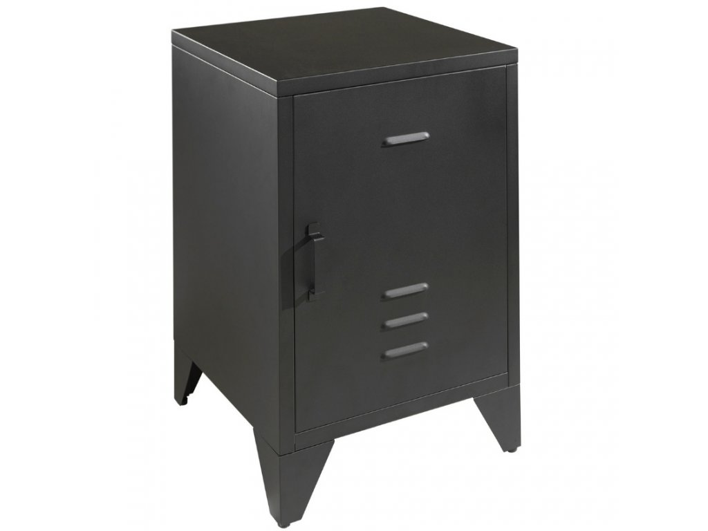 Černý kovový noční stolek Vipack Bronxx 40 x 40 cm