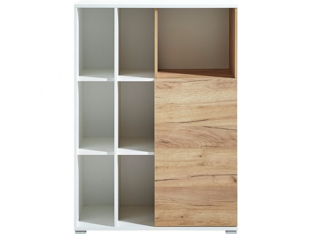 Bílá dubová kancelářská skříň s nikou Germania Lioni 120 x 85 cm