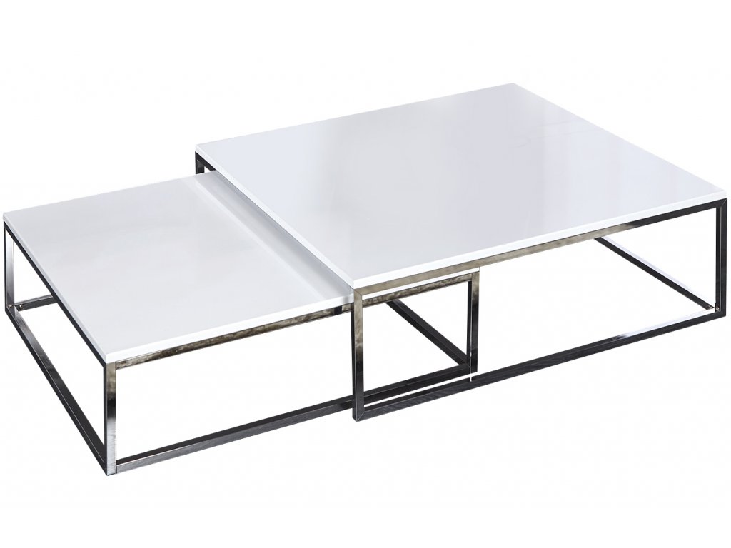 Set dvou bílých konferenčních stolků Glam 75/65 cm