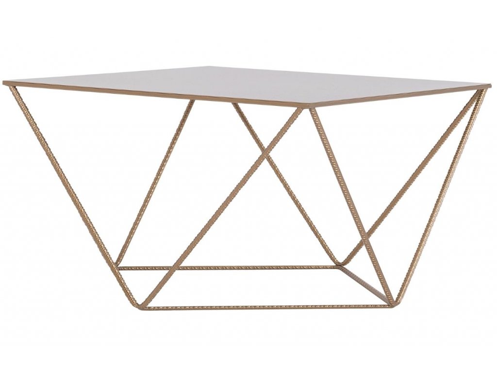 Zlatý kovový konferenční stolek Deryl 80 x 80 cm