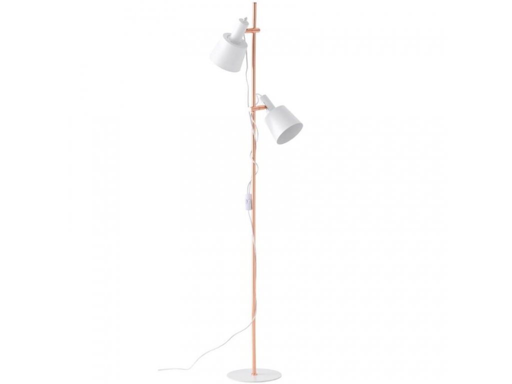 Bílá kovová stojací lampa Somcasa Pasula 155 cm