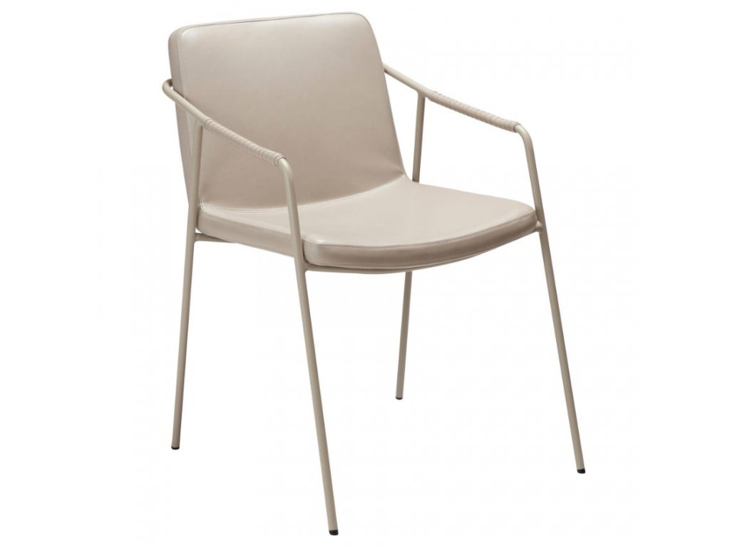 Béžová koženková jídelní židle DAN-FORM Boto s područkami