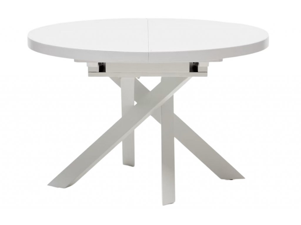 Bílý skleněný rozkládací jídelní stůl Kave Home Vashti 120 - 160 cm