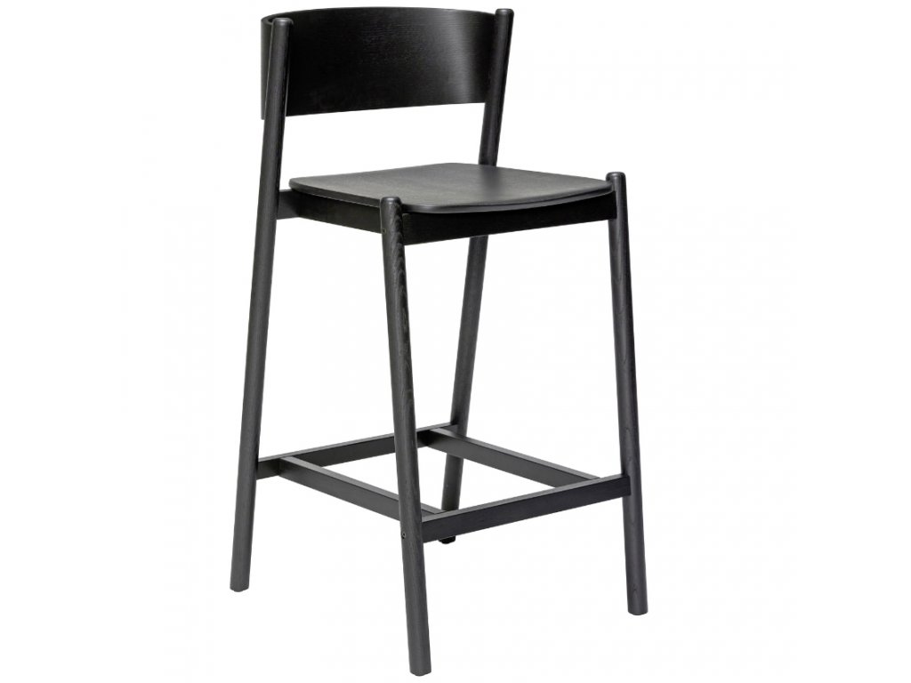 Černá dubová barová židle Hübsch Oblique 103 cm